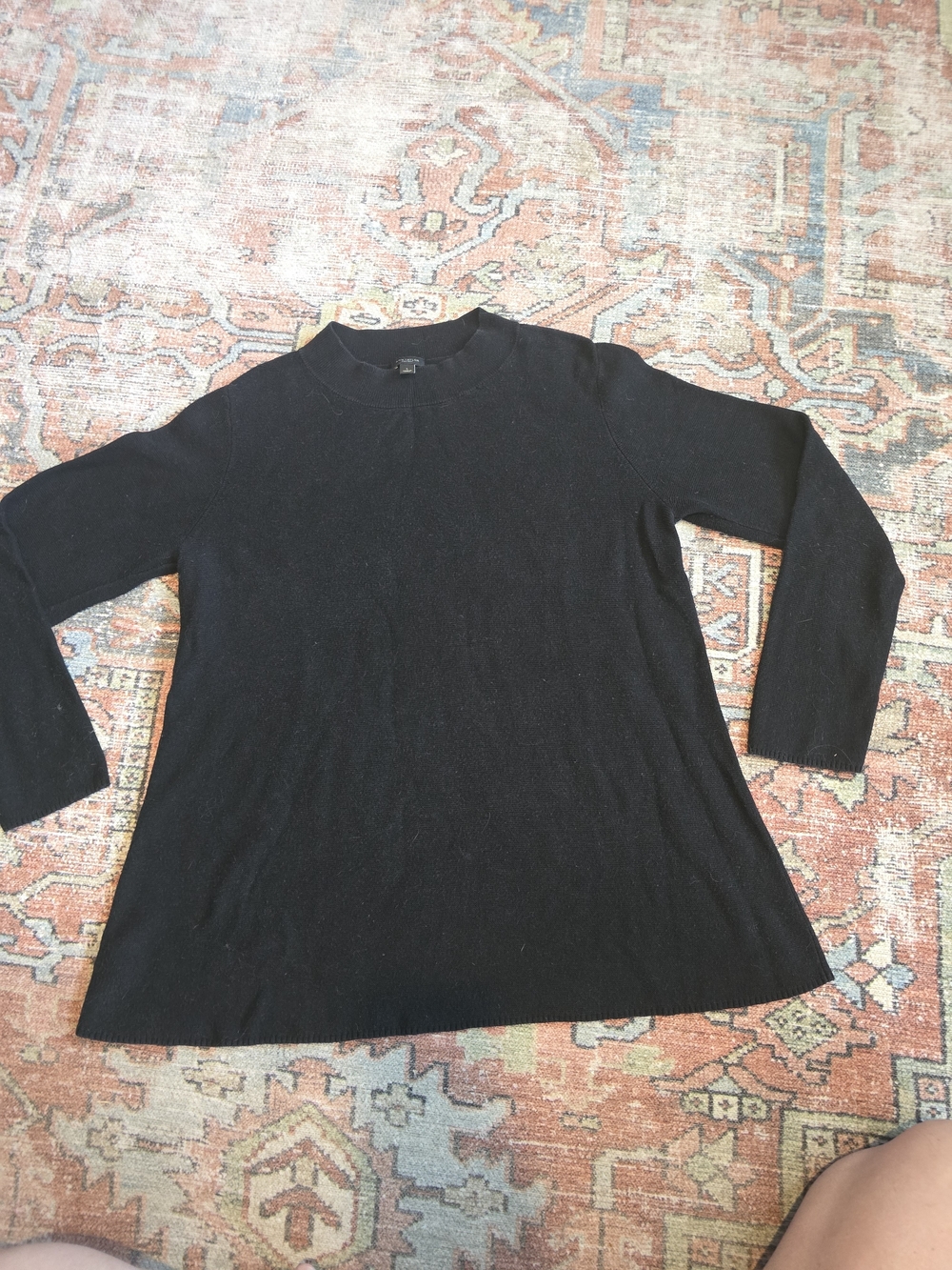 Ann Taylor Black Ribbed Crewneck Sweater